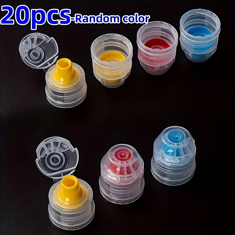 TEMU 20pcs Reusable Plastic & Screw-top Replacement Lids Compatible For Water Bottles, Caps (random Colors) - Pet Lids For Sports, Gym,,, Travel - Pack For Refills