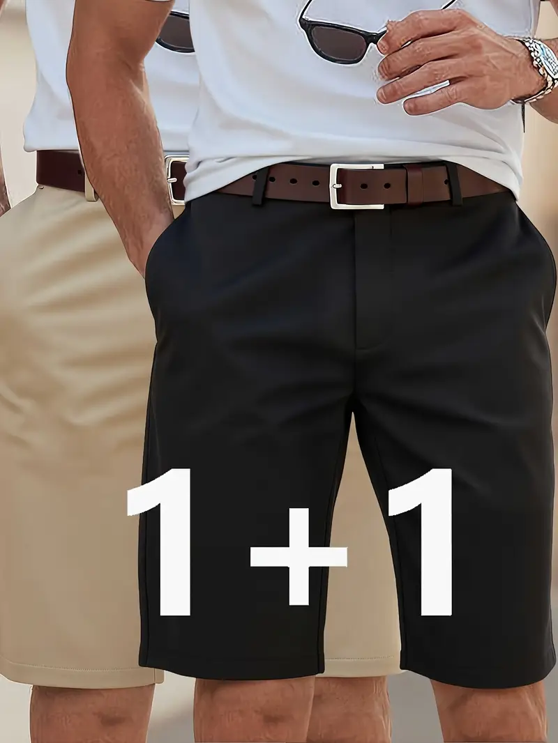 smart casual dress shorts Whitleig Mens Business Casual Dress Shorts Button Elastic Waist Solid Color with Pockets Golf Short Pants Fathers Gifts, Men's, Size: Medium