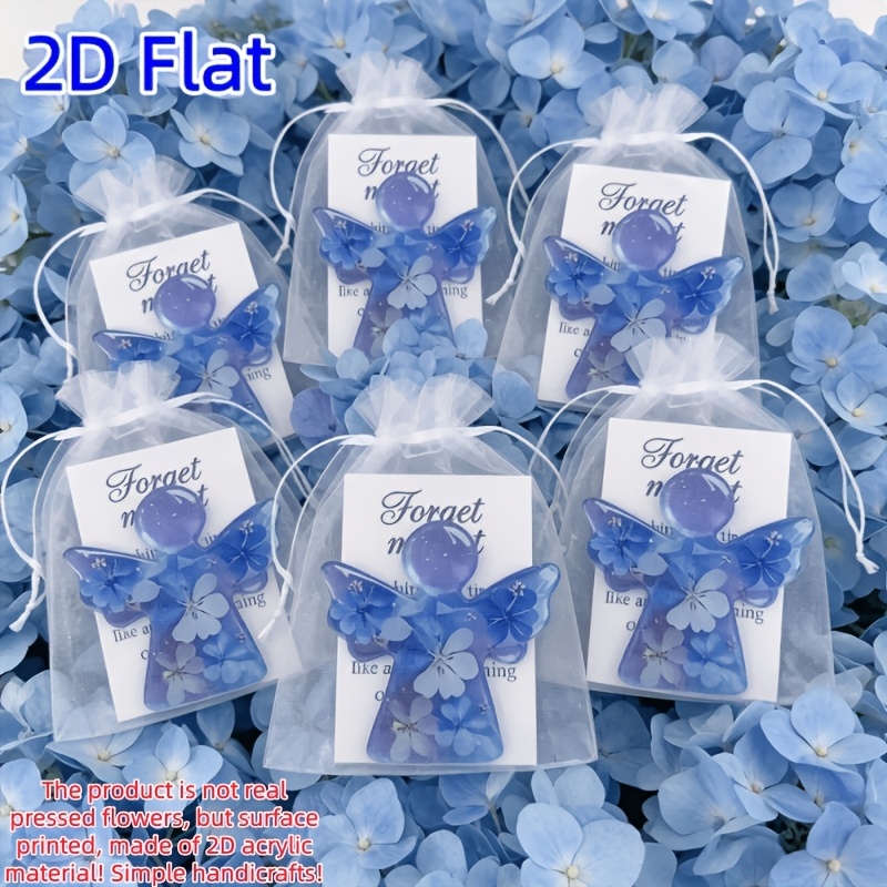 Image of 18pcs/6sets, 2d Flat Blue Keepsake Me Not Favors Bulk - Sympathy & Memorial Gifts With Organza Bags & Poem Cards, Perfect For Funeral, Remembrance, Baptism & Thank Favors, 2d Flat