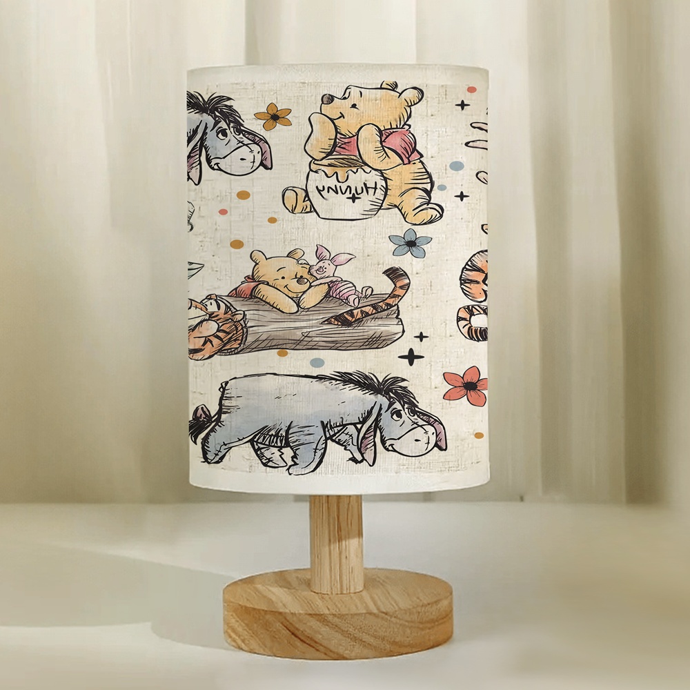     cartoon wooden base table lamp with linen shade usb powered suitable for bedroom and living room decor perfect gift for   Product details 3