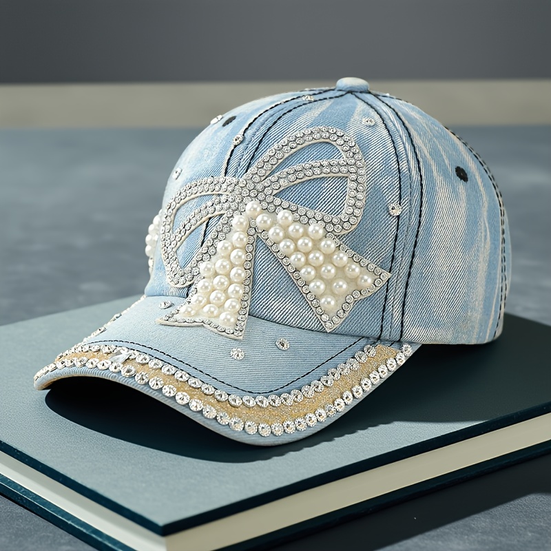 TEMU When Traveling, Wear A Comfortable And Sunshade Baseball , A Trendy And Casual Baseball With A Bow And Diamonds , And A Versatile Women's