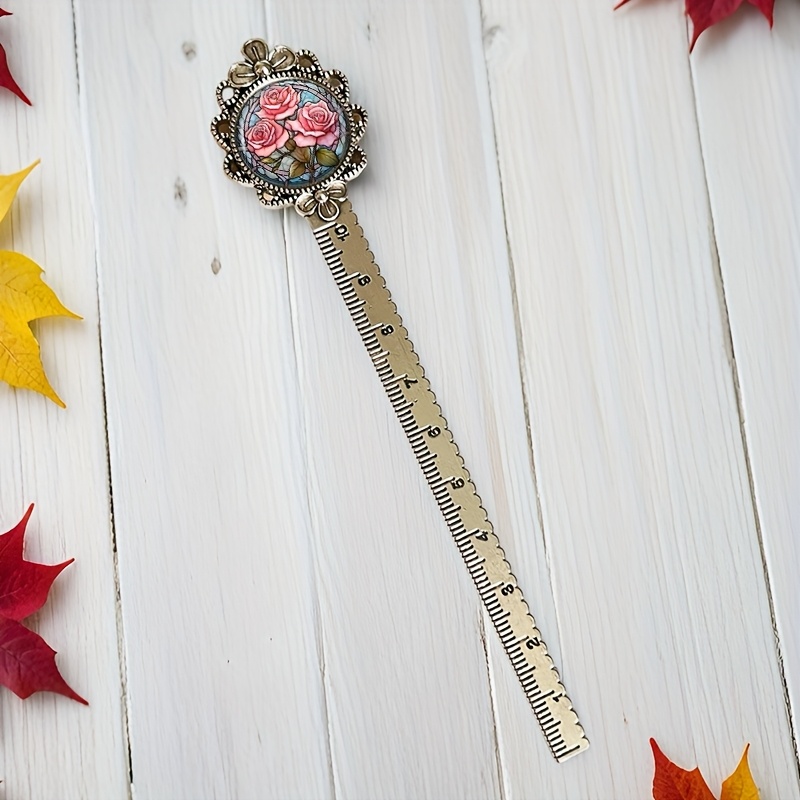 A Stylish Handmade Gift Featuring A Round Lace Ruler Bookmark With A Rose Floral Pattern