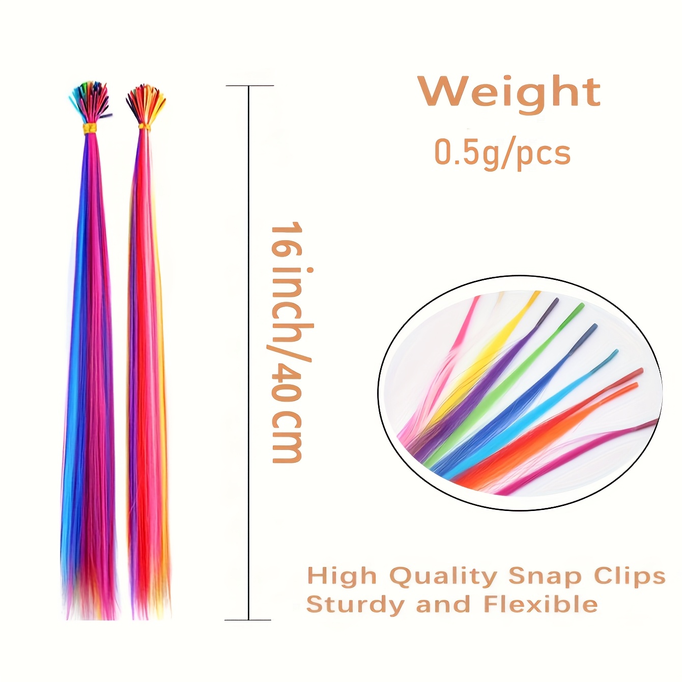 20 and 50pcs mixed color rainbow hair extensions 16 inch   synthetic hair extensions long colored with beads and loop tool for hair extension for women girls diy kit   use details 1