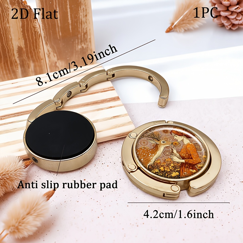 2D Flat Art Nouveau Woman and Deer Autumn Purse Hanger Hook