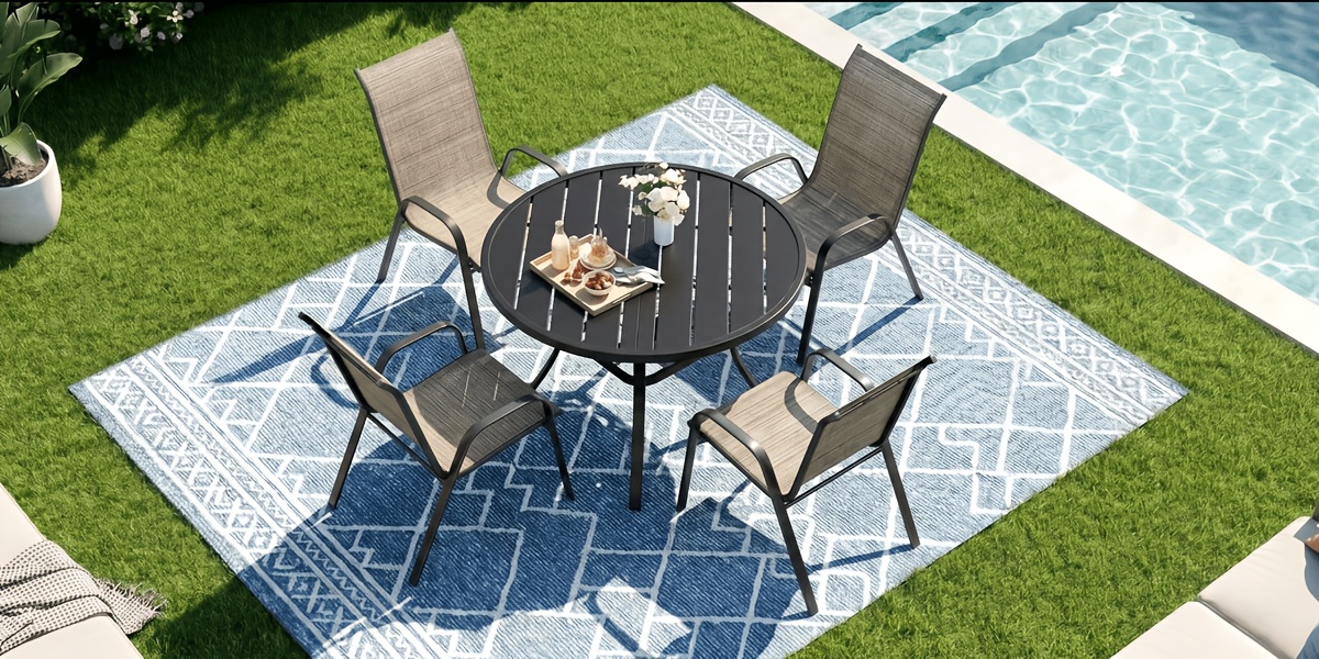 5pcs Patio Dining Set for 4, Outdoor Table And Chairs W/ 1.57