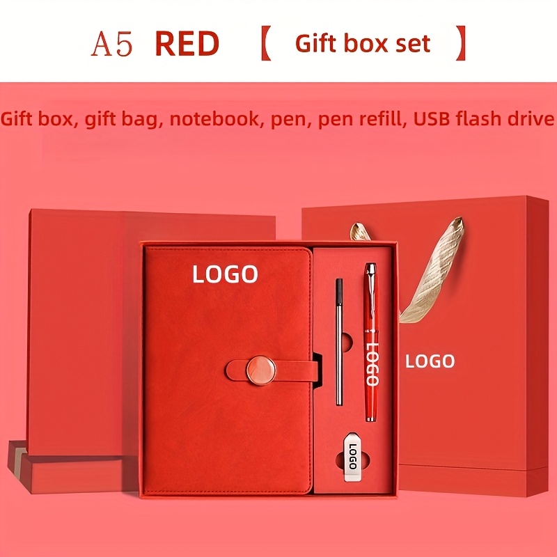 Custom A5 Faux Leather Password Notebook Gift Set