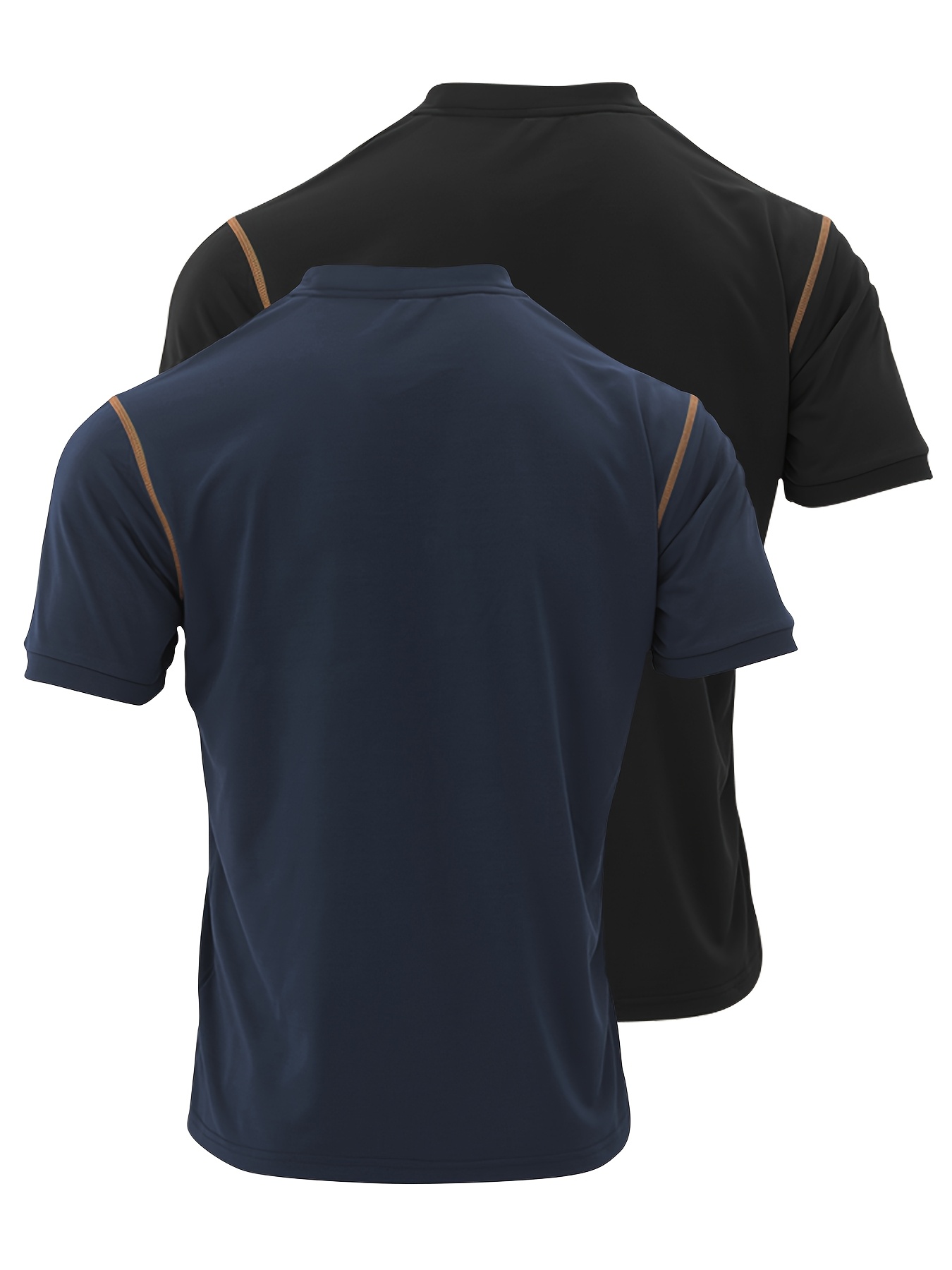Conjunto de duas peças casual para homem, camiseta, camiseta de manga curta com decote em V e detalhes de botão, camiseta desportiva ajustada.