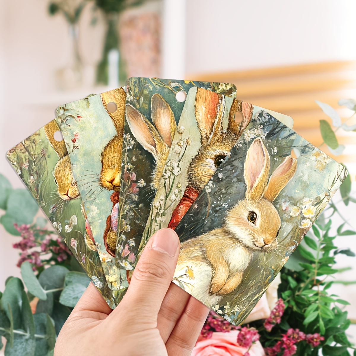 

50pcs Whimsycraft Rabbit-themed Paper Gift Tags With Hemp String - Plain, Decorative Bunny & For Diy Crafts, Scrapbooking, Party Favors & Gift Wrapping