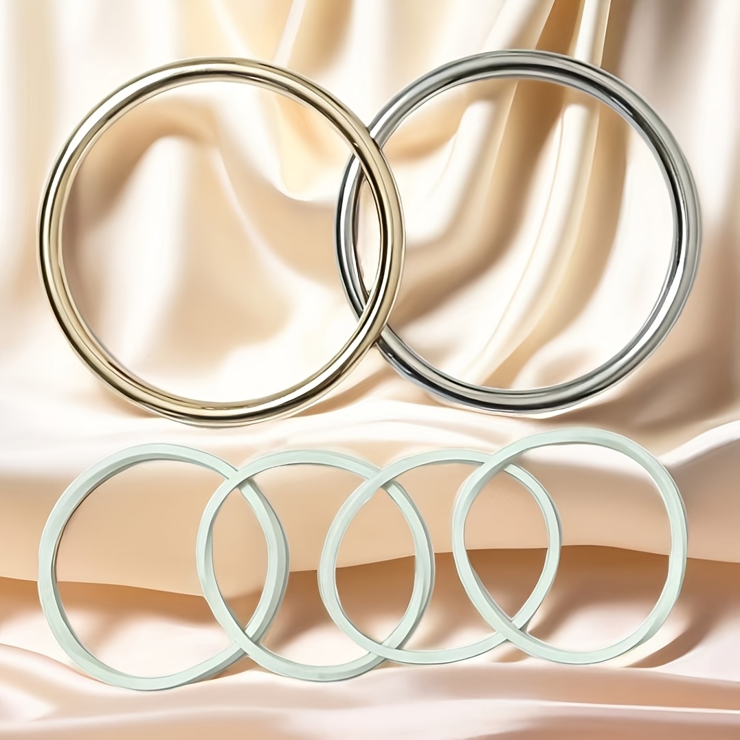 TEMU 6pcs (2 Golden And Silvery Metal Knotted Ring Buckles + 4 Elastic Bands) Invisible Fashion Knotted , T-shirt Short Sleeve Modified Short