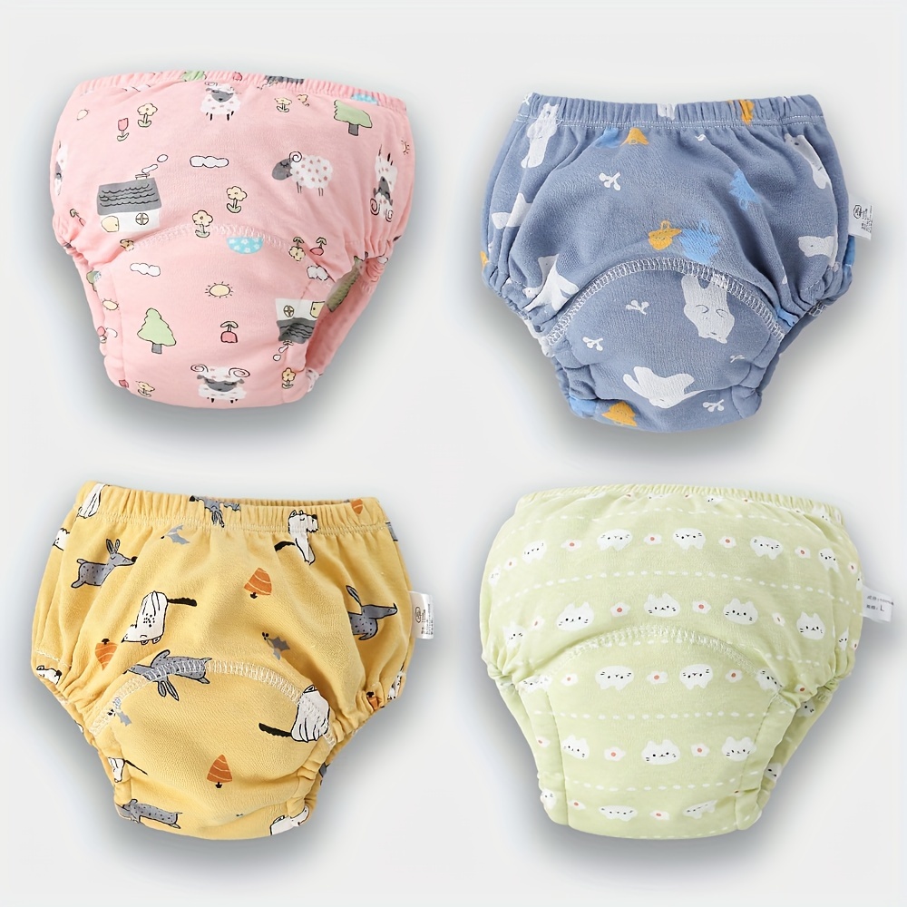 

3pcs Cute Pattern Potty Training Pants, 6-layer Breathable Cotton Gauze Training Diapers Pants, Washable Diaper Pants