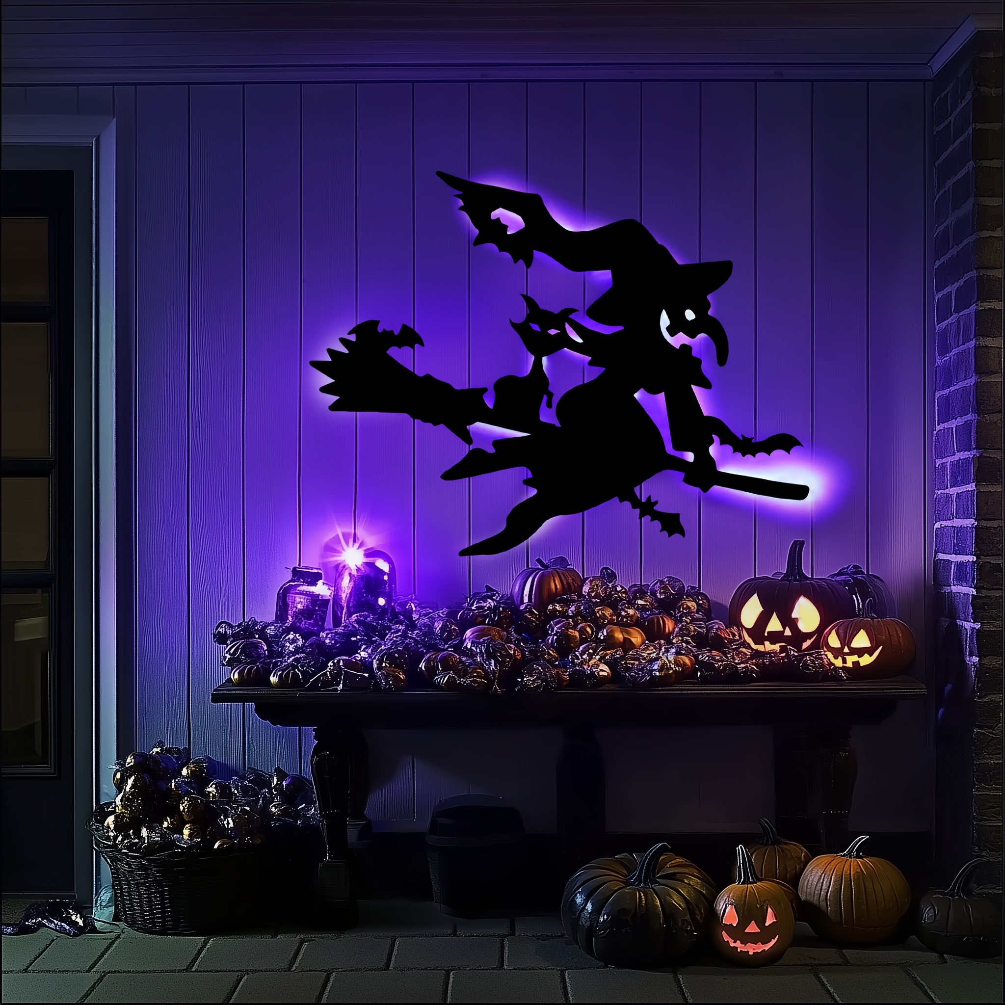 

Window Decoration Horror Silhouette With Light Suitable For Wall And Door Decoration - Broom Horror