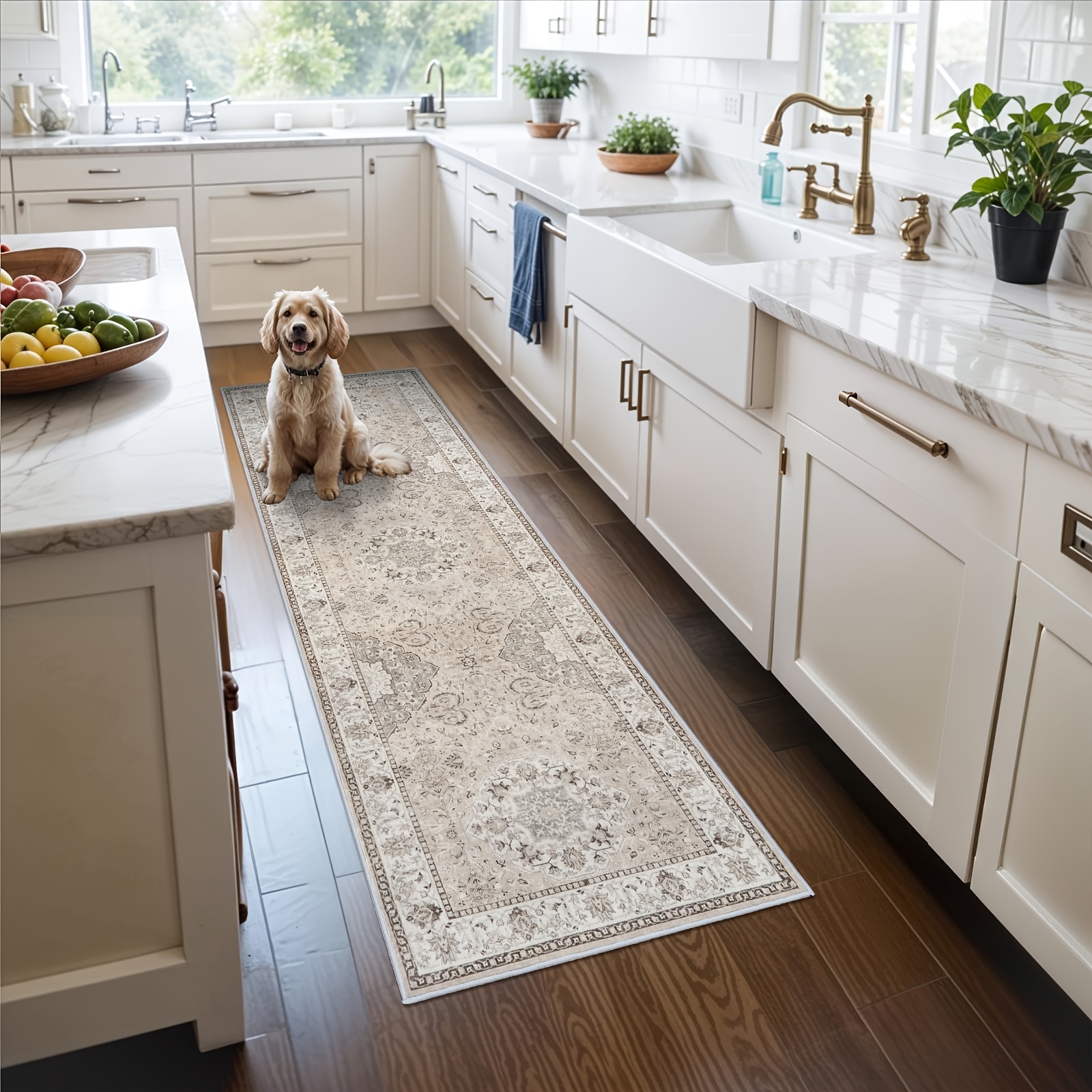 TEMU [pet-friendly] Kitchen Rugs Mats Non Slip Washable Faux Cashmere Kitchen Mat. Kitchen Mat. Floor Mats For Kitchen. Hallway. Door, Entryway,