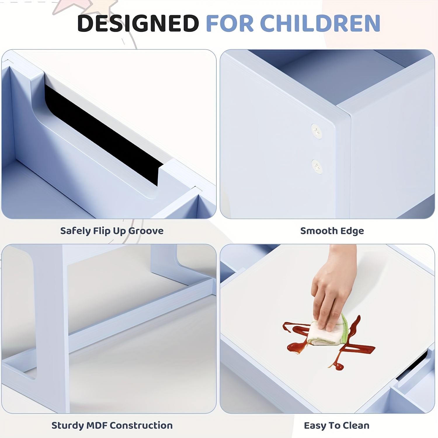 Set of Table And Chairs for Children, Featuring a 3-In-1 Wooden Activity Desk with a Blackboard, Storage Area, And a Removable Tabletop for Drawing, Reading, Playing, And Crafting, Suitable for Nurseries And Playrooms