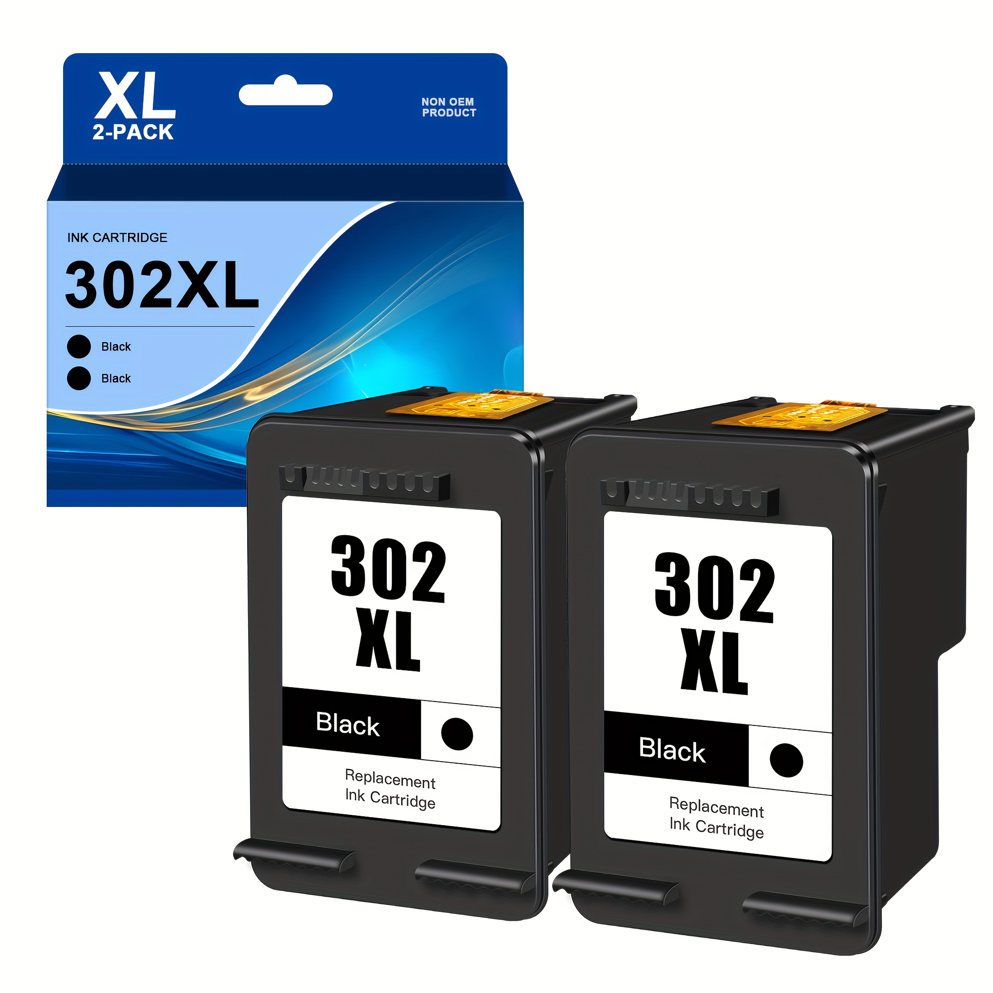 Image of 302 Xl Ink Cartridges Remanufactured For 302 302xl For 4525 4520 4522 4527 3630 3636 3638 3639 1110 2130 2132 2134 3633 3831 3830 3833 5220 5230 5232 (2 Black)