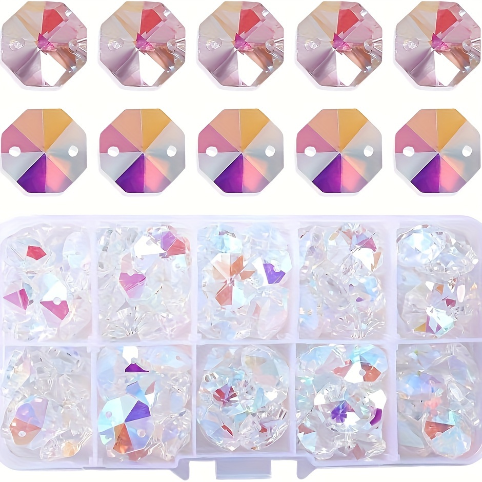 

50pcs 14mm Iridescent Glass Beads - Prism Pendants For Wedding Wreath & Home Decor, Love-themed Hanging Ornaments, Wedding Souvenirs For Guests