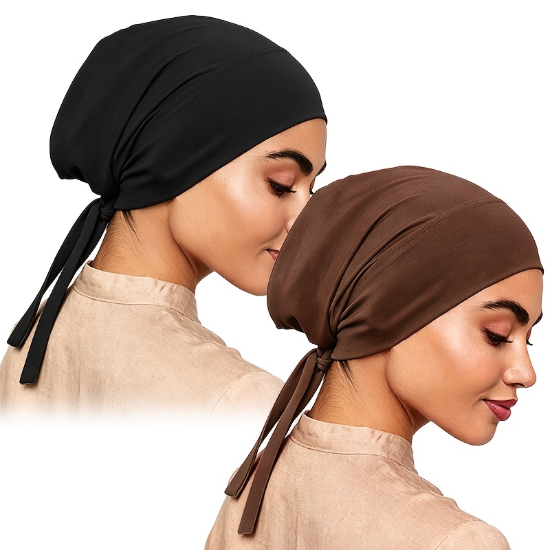 TEMU Set pezzi Super Tessuto Elasticizzato Musulmano Streamer Base Cappellino Stile Foulard Turbante Cappello