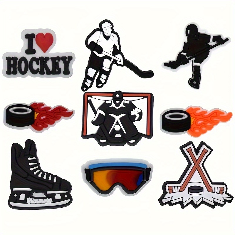 

9pcs Hockey Charms Set, Pvc Material, For Wristbands, Bags & Accessories, Ideal For Diy Decor, Birthday, Christmas, Valentine's Gift