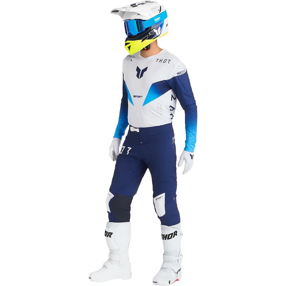 2025 blue and   road   suit off road motorcycle forest road elastic cycling suit summer thin edition 0