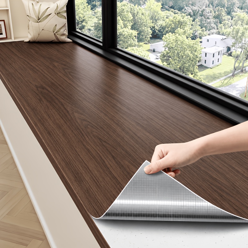 TEMU 1 Roll Brown Wood Grain Self-adhesive Decorative Film, Simulated Wood Grain Waterproof Oil-proof Scratch-resistant Sticker, Window Sill Kitchen