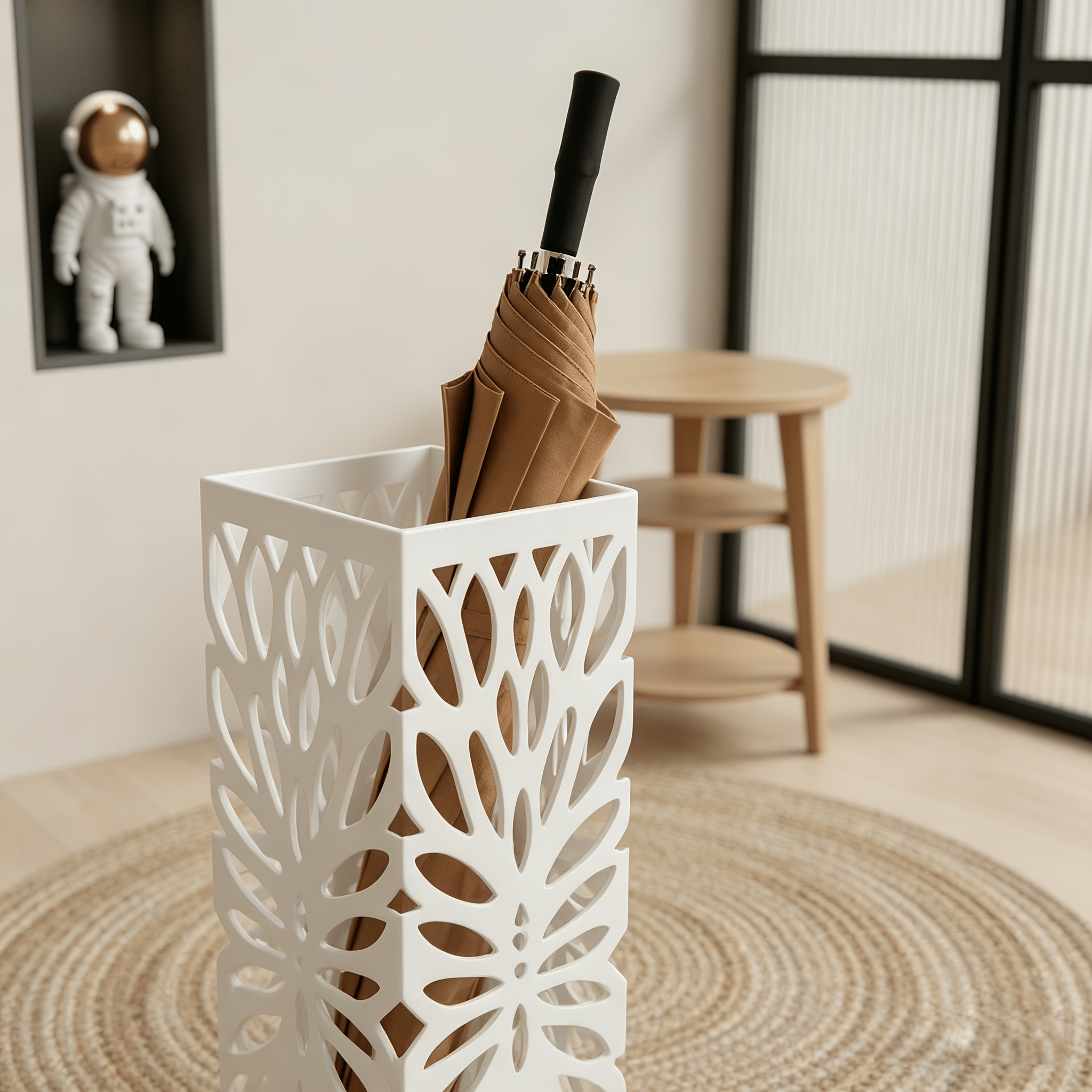Modern Art Hollow-Out Umbrella Bucket, 15.24X48.26 cm Umbrella Stand for Entryway, Balcony & Living Room, Decorative Umbrella Holder for Rain Or Shine, Rustproof Umbrella Storage Rack for Holiday Gatherings