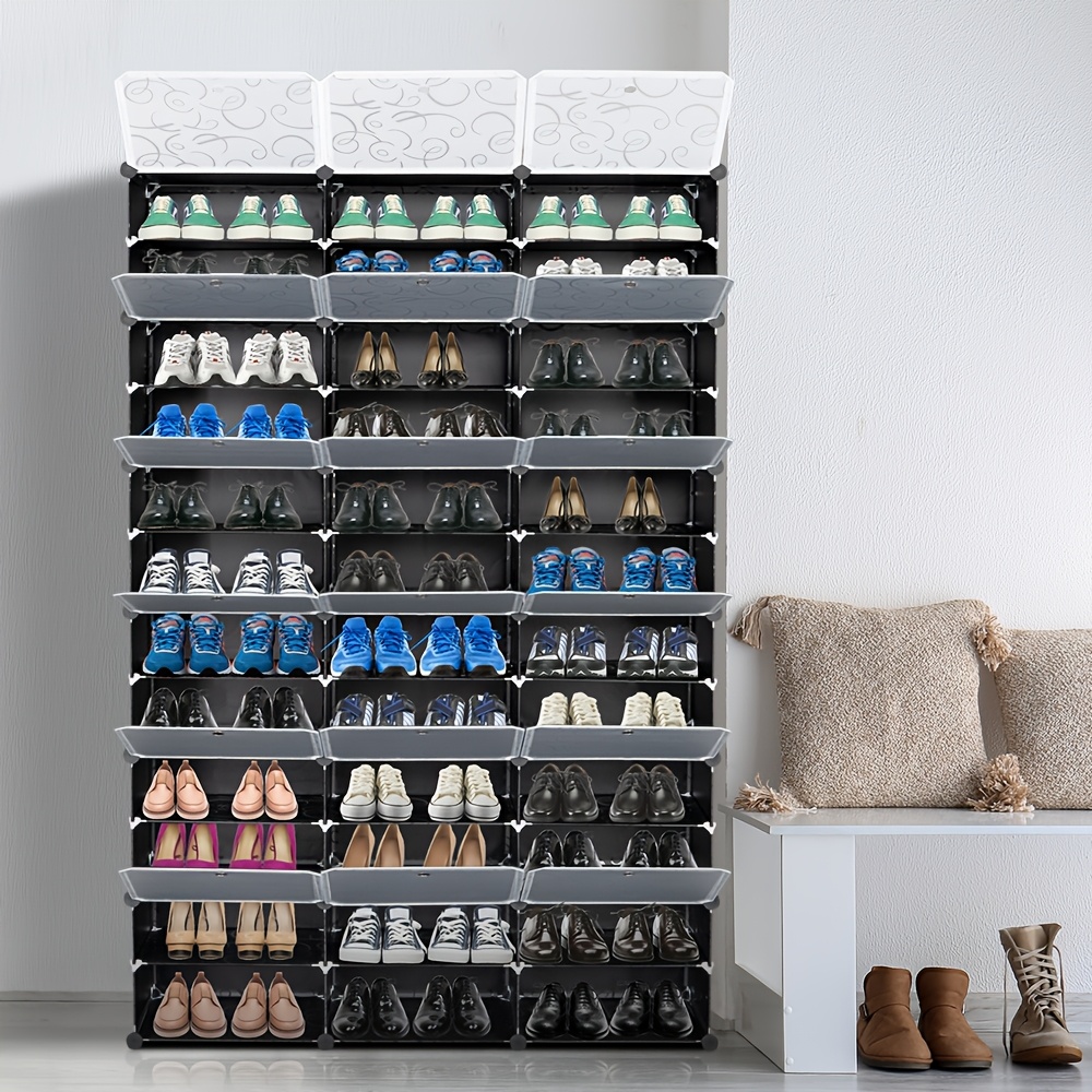 

12-tier Portable 72 Pair Shoe Rack Organizer 36 Grids Tower Shelf Storage Cabinet Stand For Heels, Boots, Slippers For Store Display