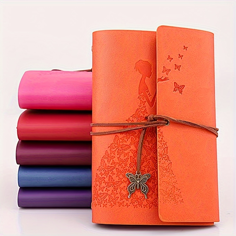 

Vintage Butterfly Dress Faux Leather Journal - Elegant Travel Diary & Daily Notepad