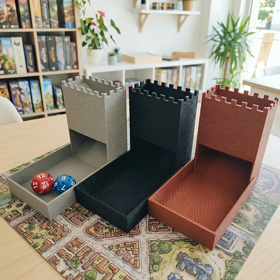 Collapsible Dice Tower Shaped Like a Castle Wall