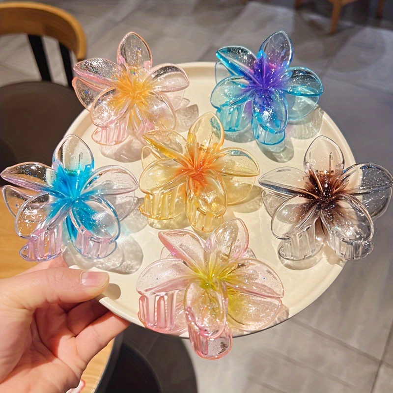 

6 Pcs Resin Flowers Hair Pins - Summer Romance Egg Flower Design - Large Size - Suitable For Ages 14+ - Set Of 6