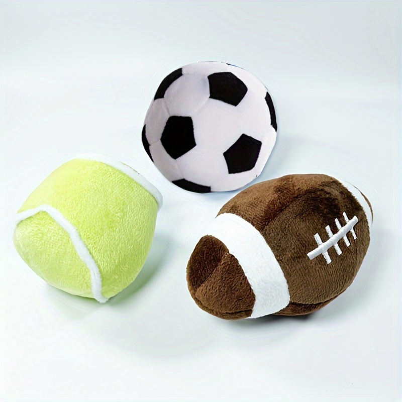 

1pc Rugby/football Design Pet Grinding Teeth Squeaky Plush Toy, Durable Chew Toy For Dog Interactive Supply