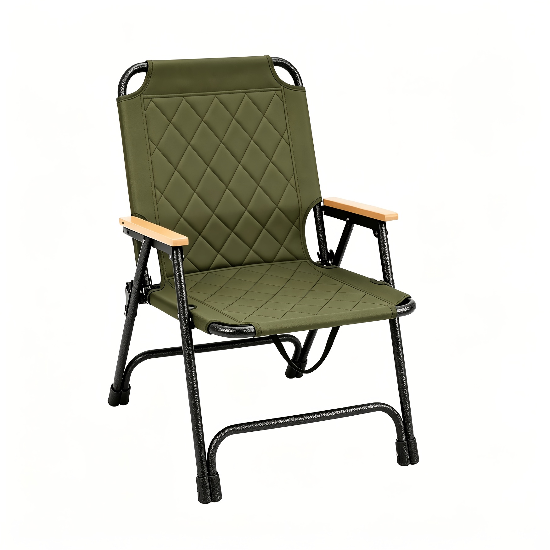 1pc Outdoor Foldable Portable Camping Chair with Armrests, Patio Folding Armchair, Beach Vacation Travel Beach Chair, Supports 300 Lbs, Suitable for Camping, Beach, Fishing, Hiking, Patio Use