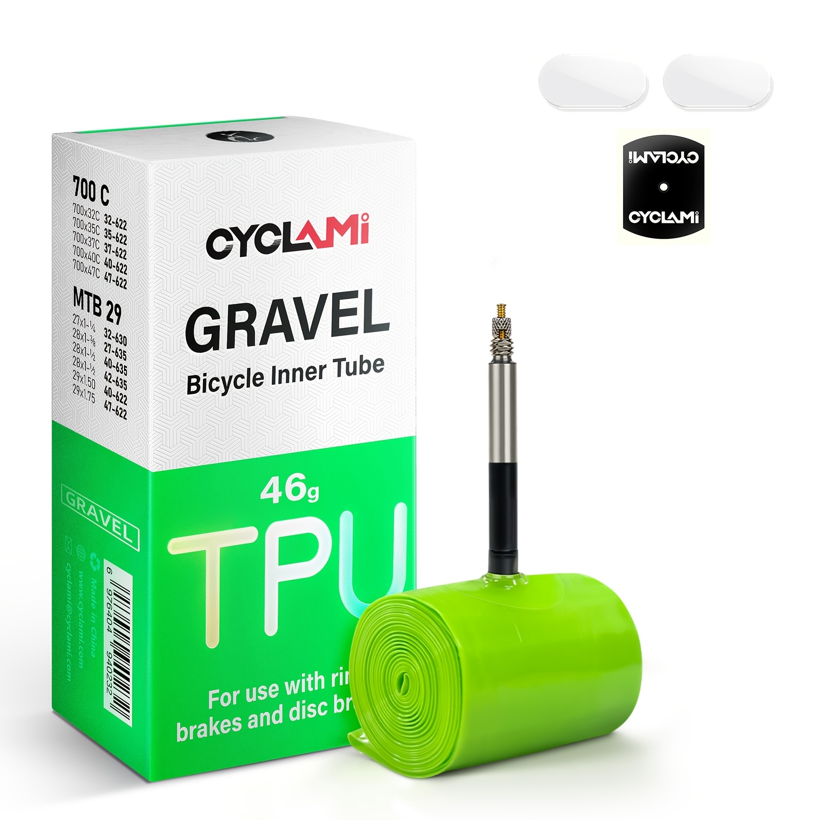 1pc Cyclami 46g Bike Inner Tube Lightweight Portable Tpu Inner Tube French Valve Fv Suitable For 700c 32-47c Mtb 29 32~47/622 Ultralight Riding Inner Tube