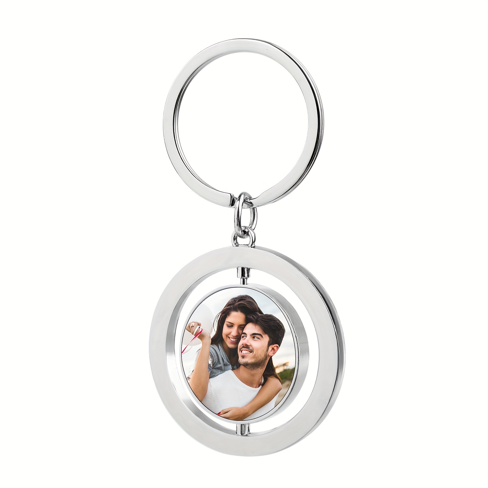 

1pc Men's Rotating Picture Keychain, Customized Picture Gift For Friends, Relatives, Siblings, Dad, Boyfriend, Picture Commemorative Gift, Graduation Gift