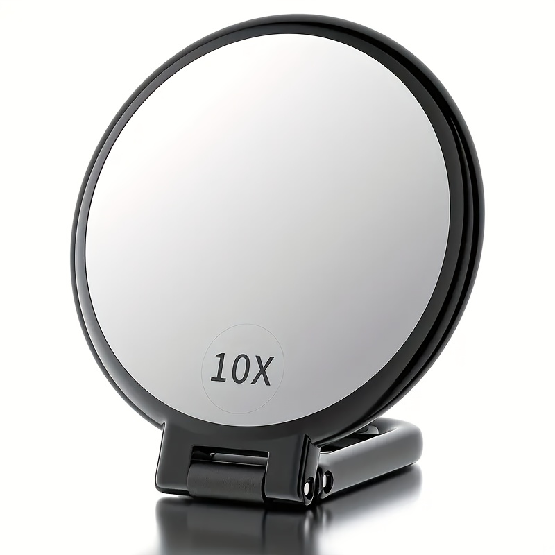 

Nautical Theme 10x Portable Handheld Double-sided Magnifying Mirror, Foldable Tabletop Mount, Polished Glass Surface, Plastic Frame, Unscented, No Battery Required For Makeup, Shaving