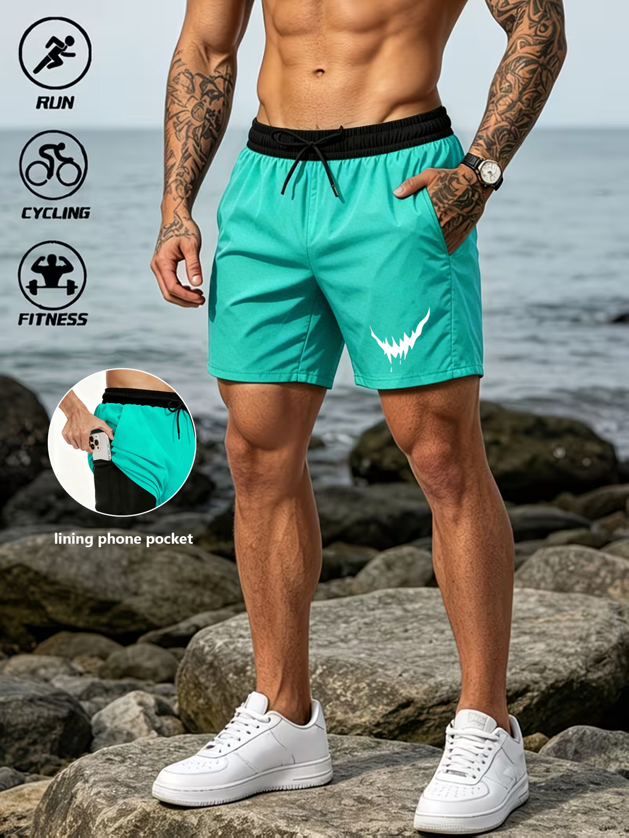 mens new quick dry swim trunks lightweight beach shorts for swimming surfing gym travel machine washable polyester mens swim shorts with lining for summer beachwear adjustable waistband for  