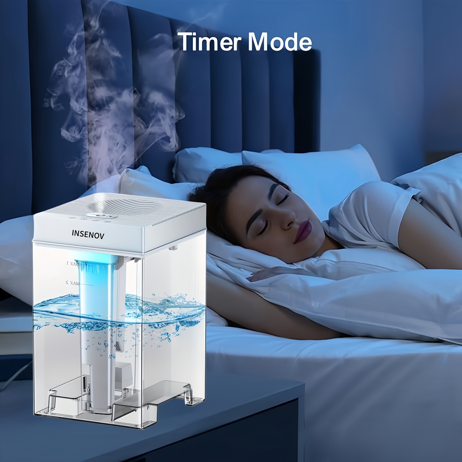 

1pc Insennov 7l Ultrasonic Humidifier With Timer, Quiet For Sleep, 3 Mist Settings, Leak-proof , Usb Plug, 110-130v, With Ambient Lights For