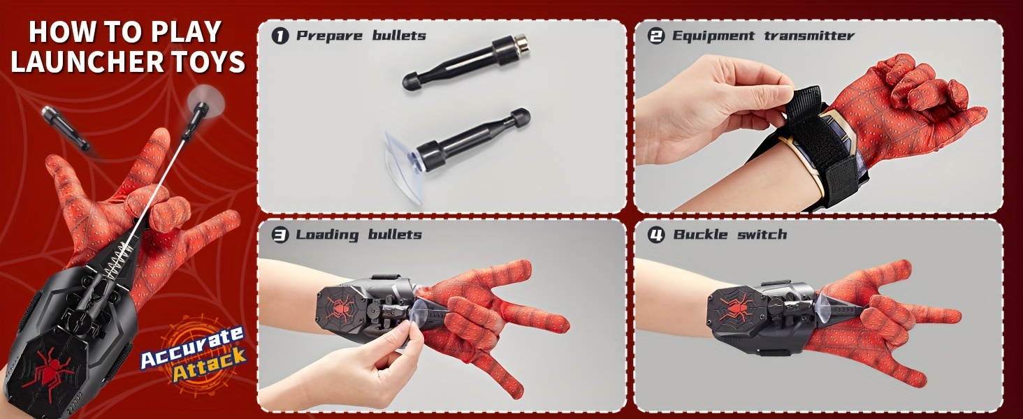 spider silk shooter automatic reel with gloves and magnetic adhesive suitable for ages 3 8 details 4