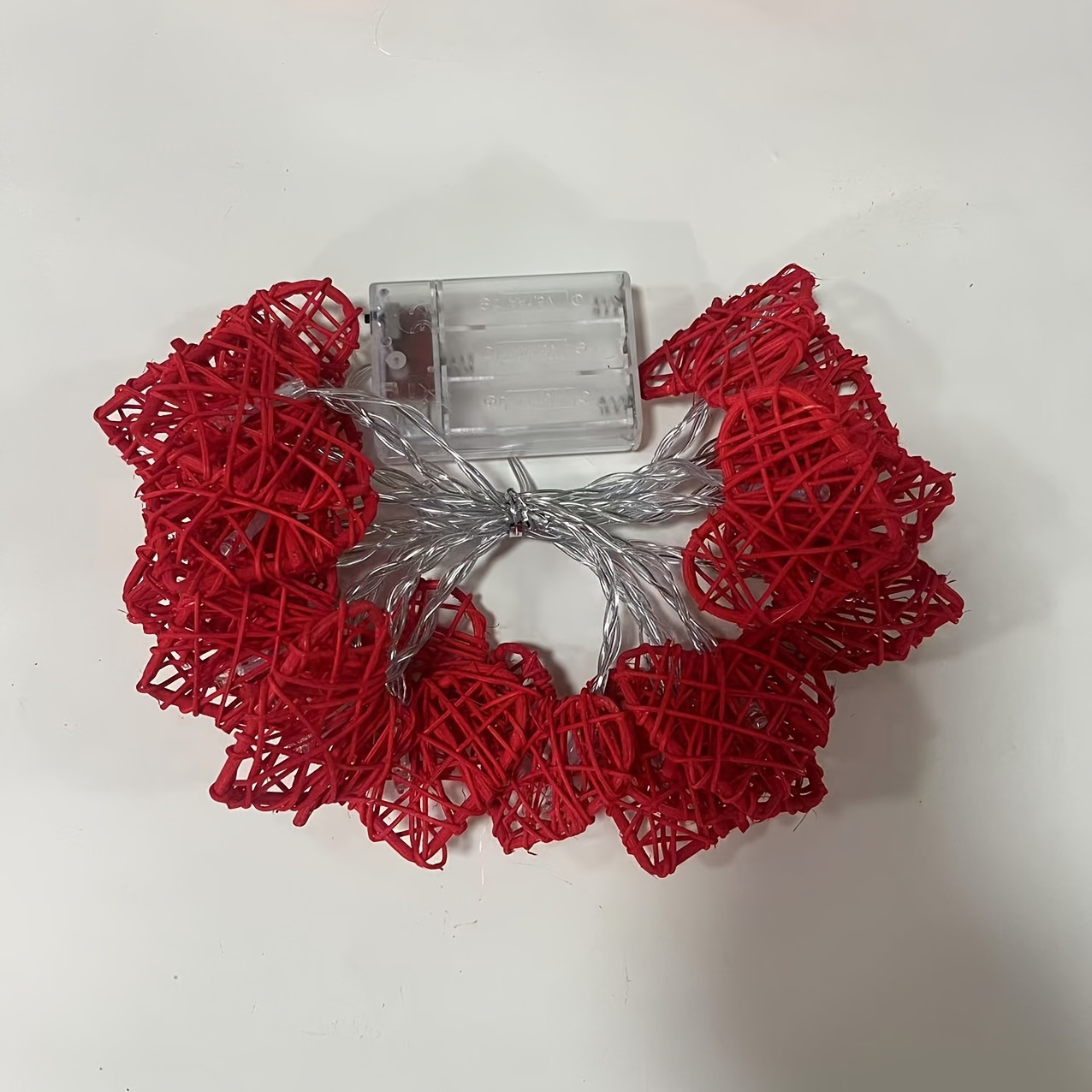 E-shop 1,5/3 m gewebte Rattan-Design Valentinstag rote Herz-Lichterkette, romantische Lichterkette für Hochzeit, Muttertag, Erntedankfest, Zuhause,