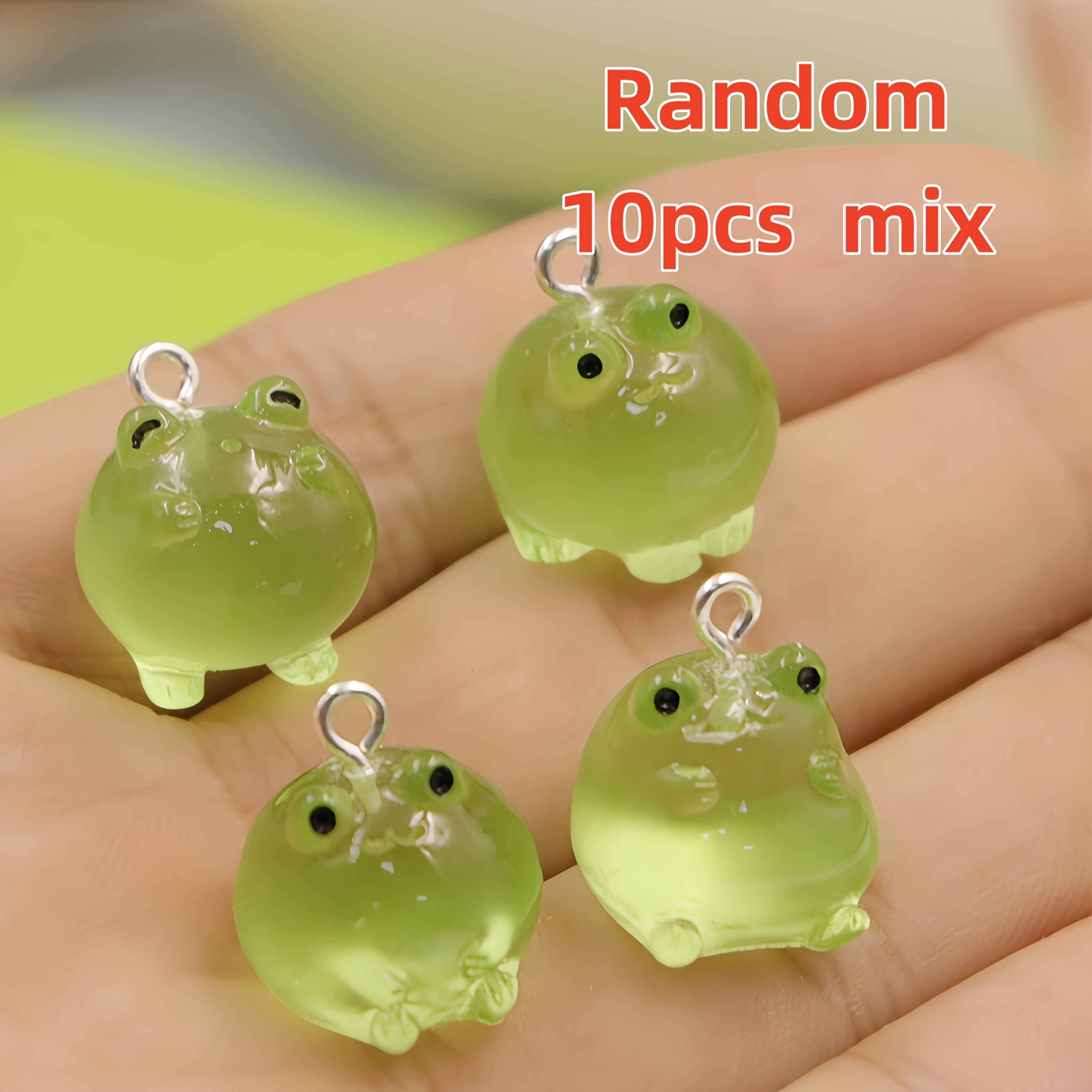 TEMU Random 10pcs Set Of Transparent Luminous Cute Resin Pendants For Diy Bracelet Charms, Earrings, And Pendant Jewelry Decoration Accessories,