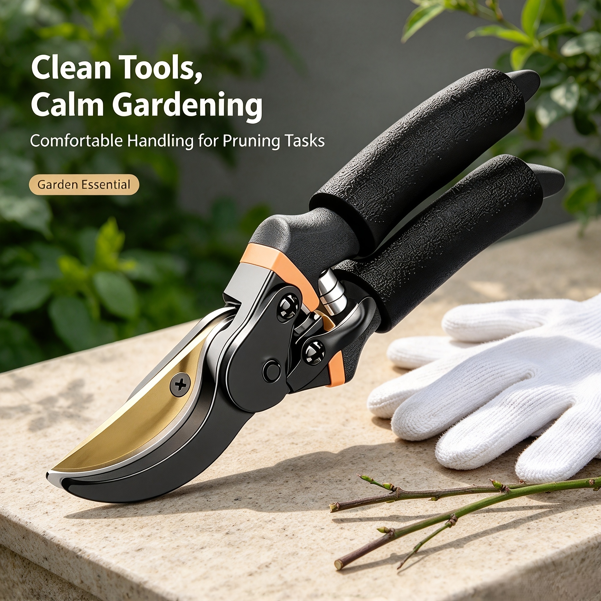 TEMU 3pcs Gardening Pruning Shears - , Corrosion-resistant Heavy-duty Steel Gardening Shears With Anti-slip Soft Sponge Handles, Suitable For Fruit