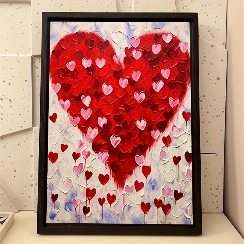 

1pc 5d Diamond Painting Kit - Red Heart , Round Shape, Canvas Material, Diy Embroidery Stitch For Wall Decor & Surprise Gift (30x40cm/11.8x15.7in)