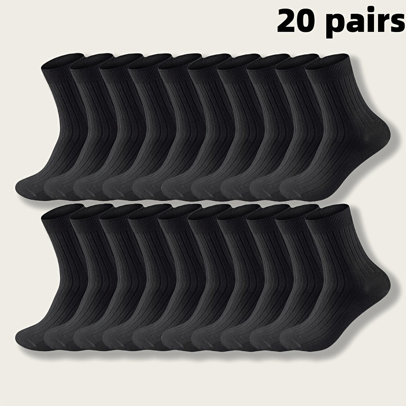 TEMU Pairs Of Classic Socks, Solid Color Socks, Black Socks, White Socks, Business Socks, Men's Socks, Women's Socks, Outdoor Socks, 168 Needle