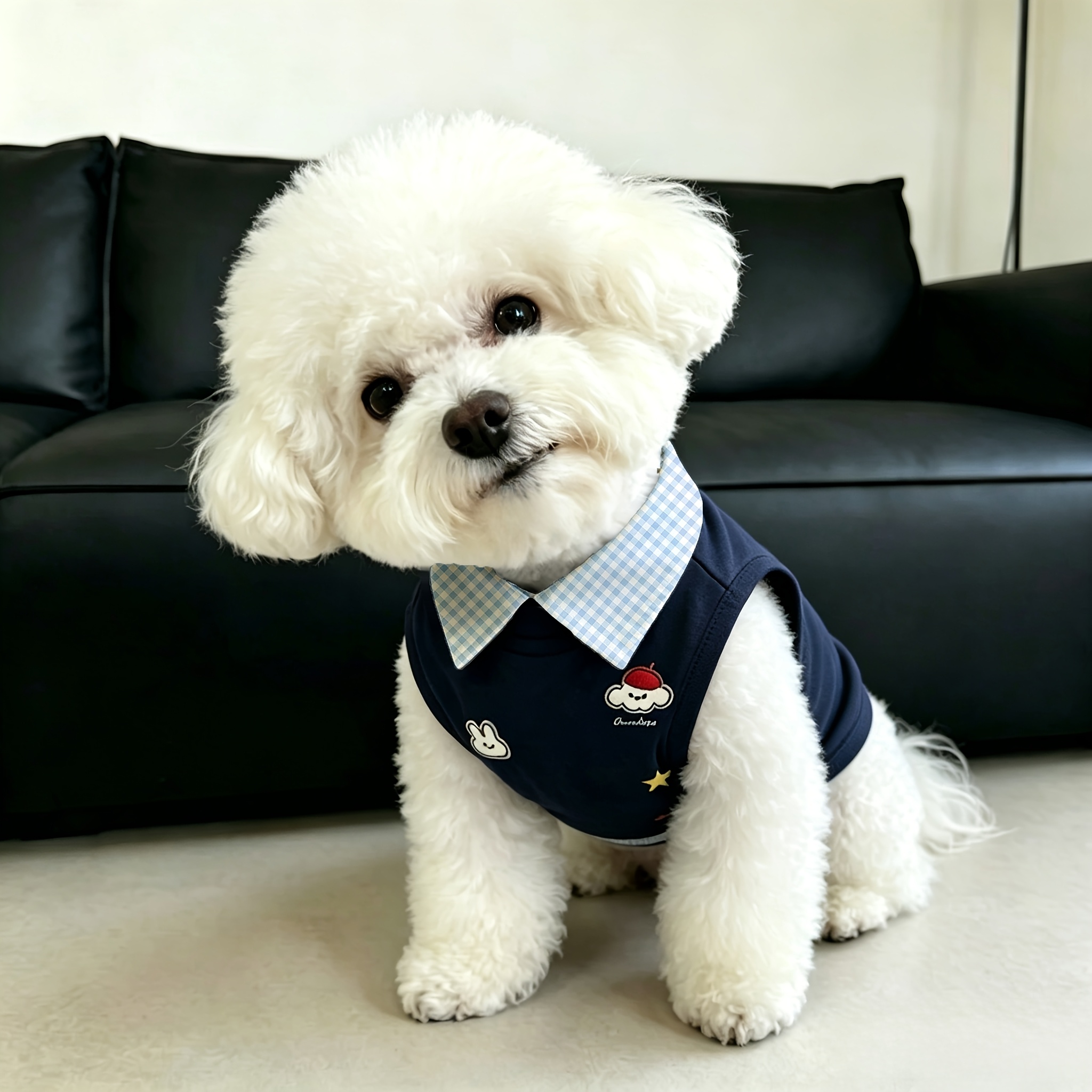 TEMU Nuovo gilet a quadri per cani, due pezzi, con a quadri, 2026, abiti sottili preppy coreani per animali domestici per Bichon Frise//Teddy