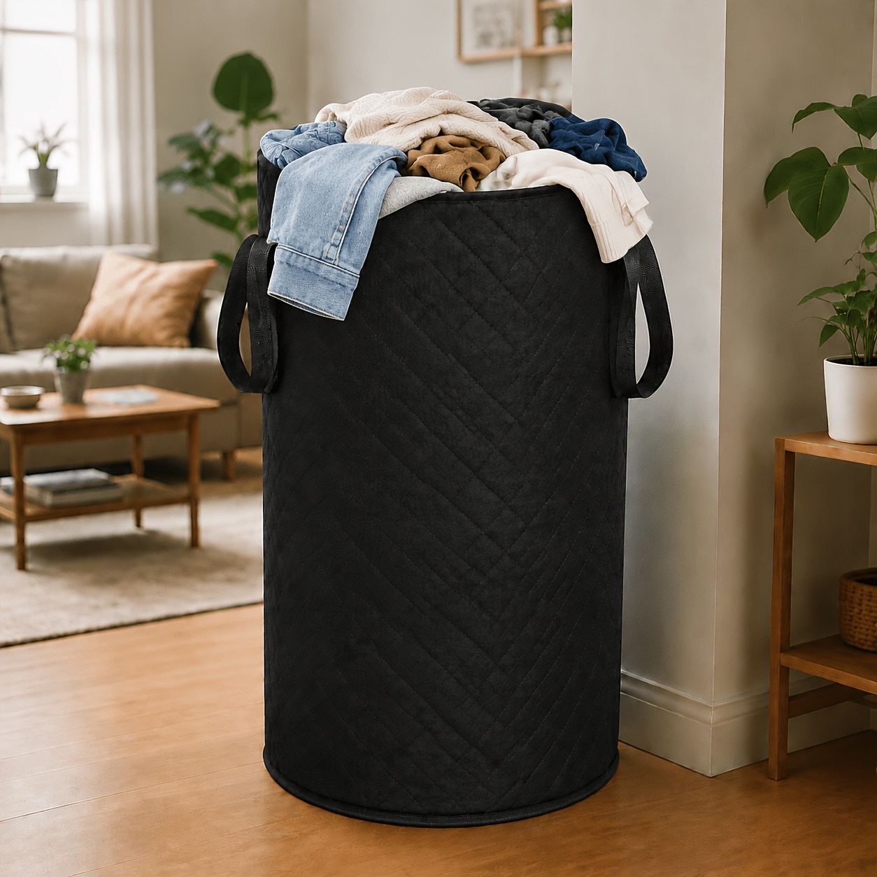 TEMU Extra Large Durable Non-woven Fabric Foldable Storage Recycling Clothing Box, Cylindrical , Space-saving Collapsible Storage Container, Suitable
