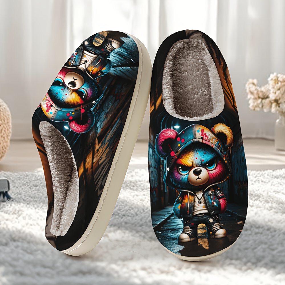 TEMU Men's Patterned Printed Slippers, Comfortable And Stylish Indoor Platform Slippers For Couples, New Autumn/winter 2026 Bedroom Slippers,