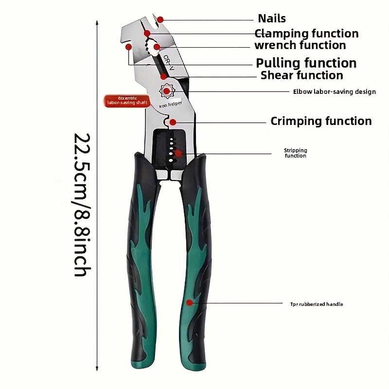heavy duty vanadium steel pliers with non slip jaws multi functional wire cutter shear stripping pressing screwing tool resistant slip resistant grip for industrial home use no construction wire cutting tool tool durable construction Product details 3