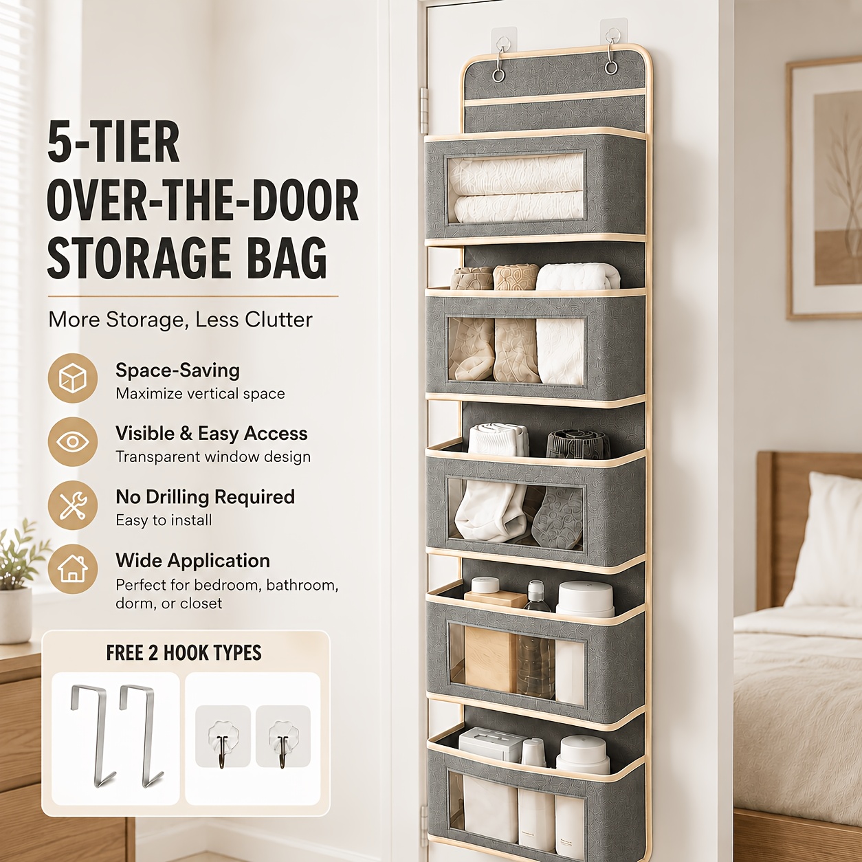 TEMU -one Storage Bag, Hanging Storage Rack, Space-saving Design, A Must-have For Organizing Your Room, Versatile And , Comes With All Necessary