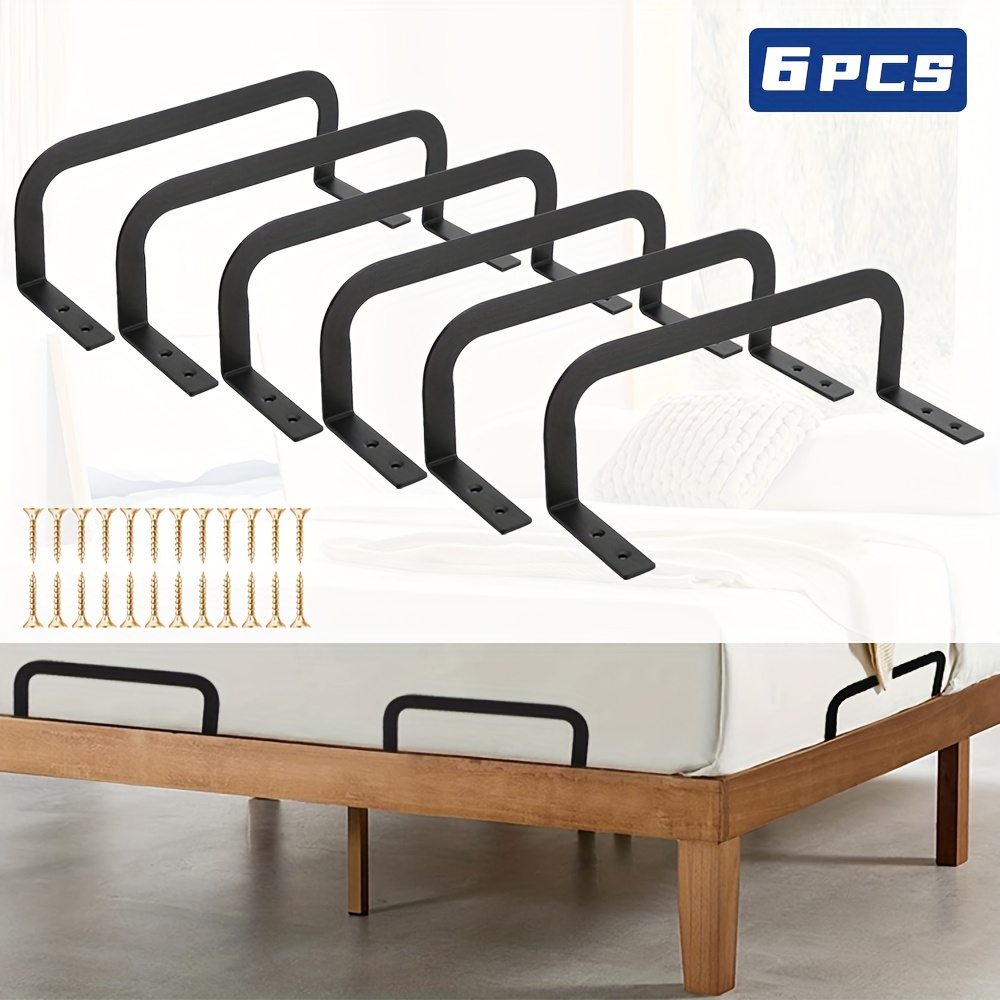 

6pcs Metal Mattress Retainer Bars - Anti-slip Gaskets For Wooden Bed Frames, Prevents Mattress Movement