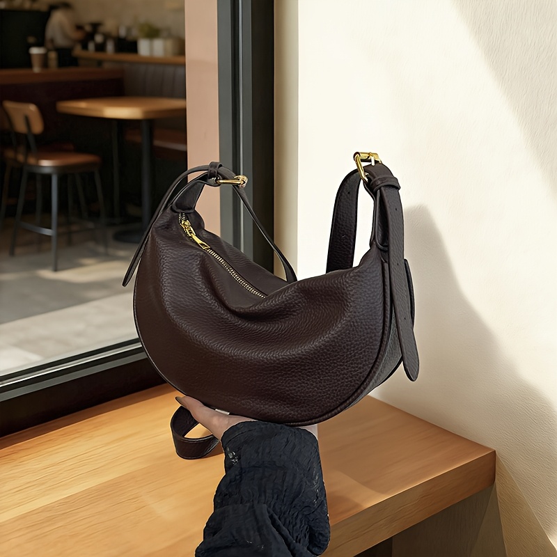 E-shop [Umhängetasche] Damen Weiche Umhängetasche – Modische Schultertasche mit Mehreren Reißverschlüssen Verstellbaren Schulterriemen, Ideal für den