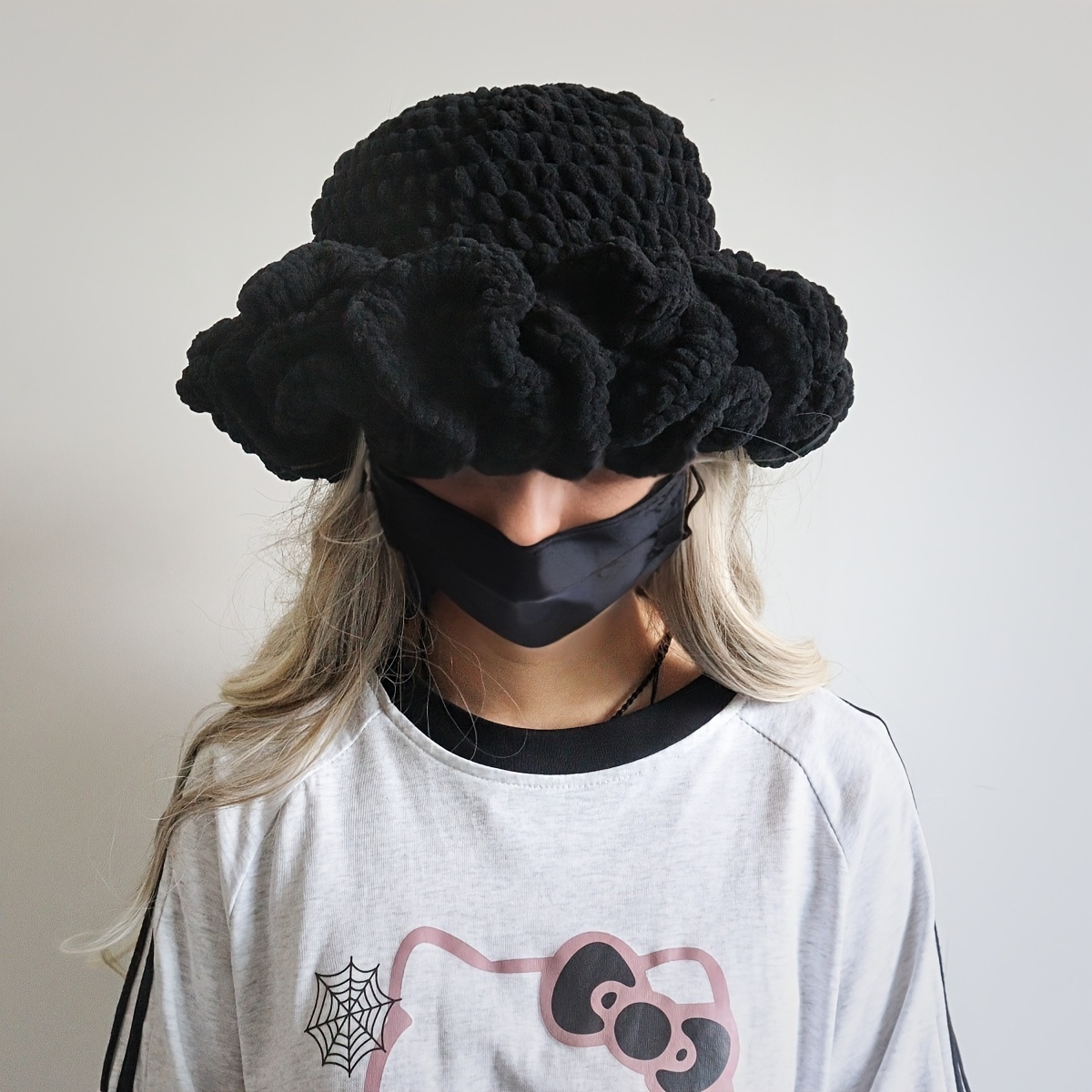 【MAISON MINED】23SS★ (W) DARK CROCHET KNIT HAT 메종미네드 ACC - (W) DARK CROCHET KNIT HAT - BLACK