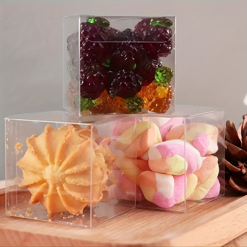 30pcs Clear Cube Wedding Candy Box, Clear Favors Box, PVC Clear Snack Box  For Wedding Birthday Party Jewelry Storage Display Valentine's Day Candy Cho